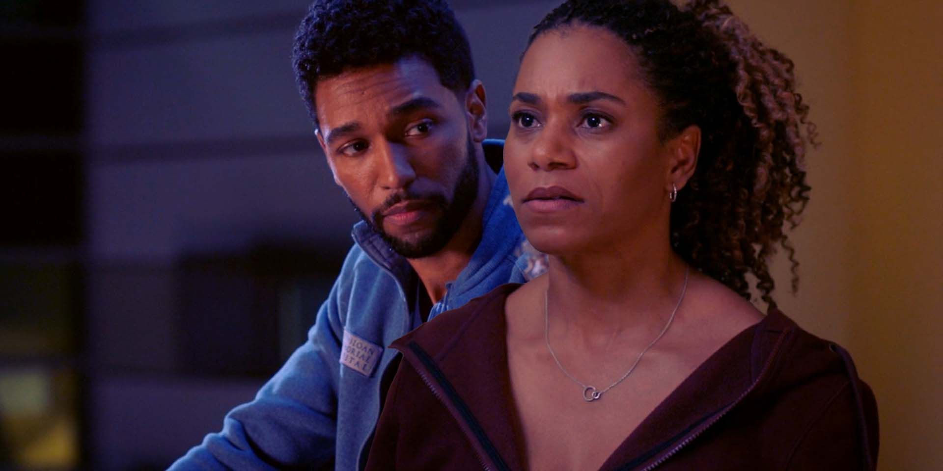 Anthony Hill as Dr. Winston Ndugu and Kelly McCreary as Dr. Maggie Pierce in Grey's Anatomy S19