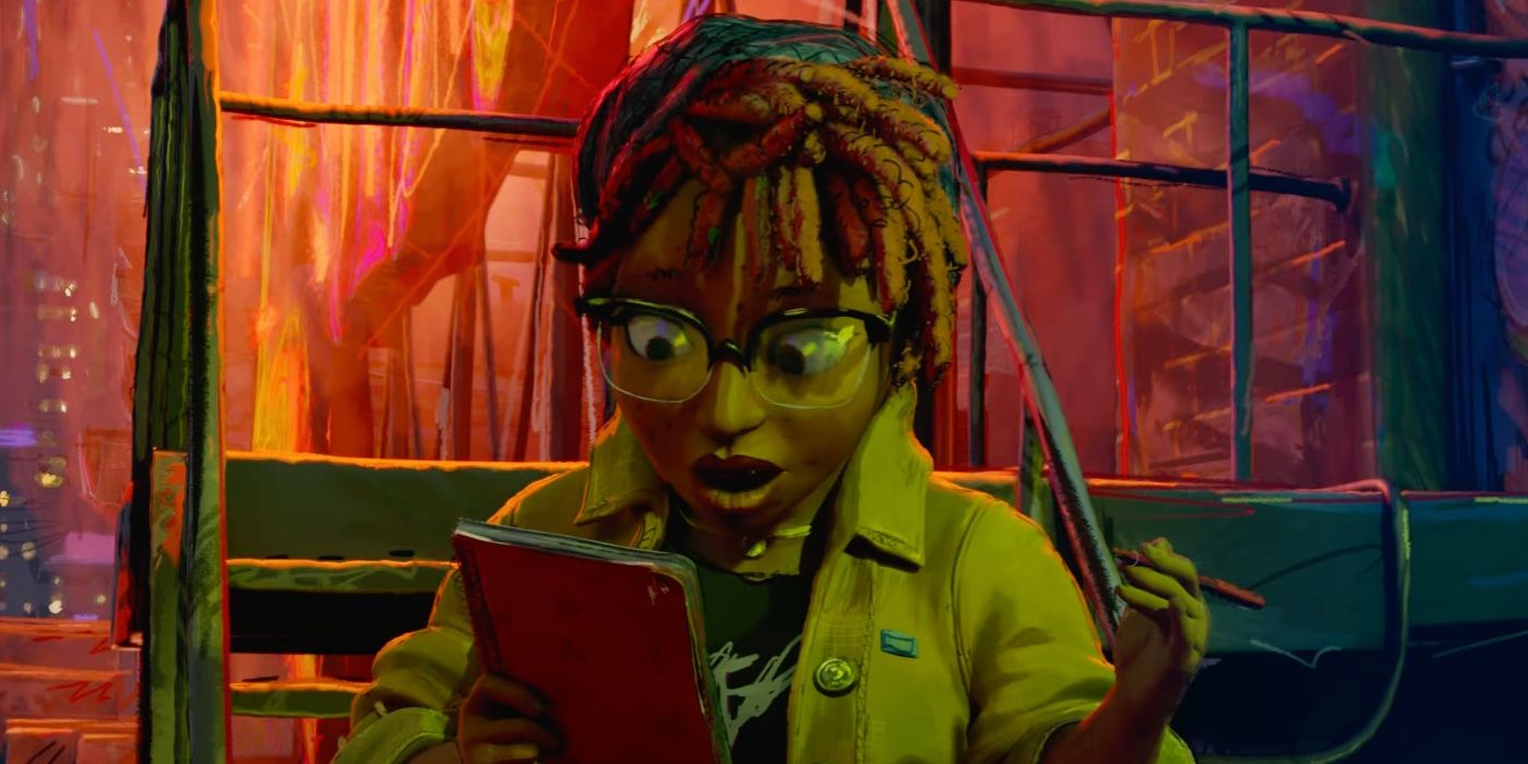 April O'Neil in the Teenage Mutant Ninja Turtles Mutant Mayhem trailer writing in a notebook