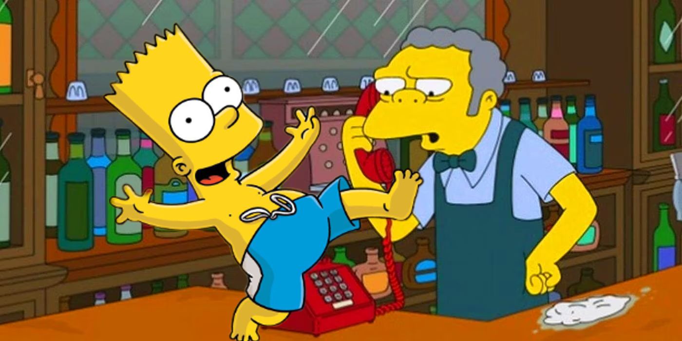 Bart Jumping in Front of Moe in The SImpsons