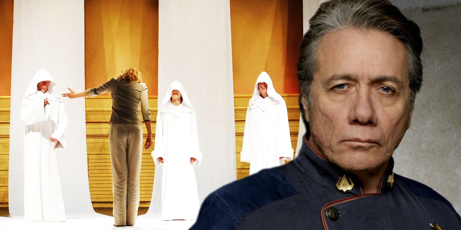 The Five in BSG and Edward James Olmos as Commander William Adama