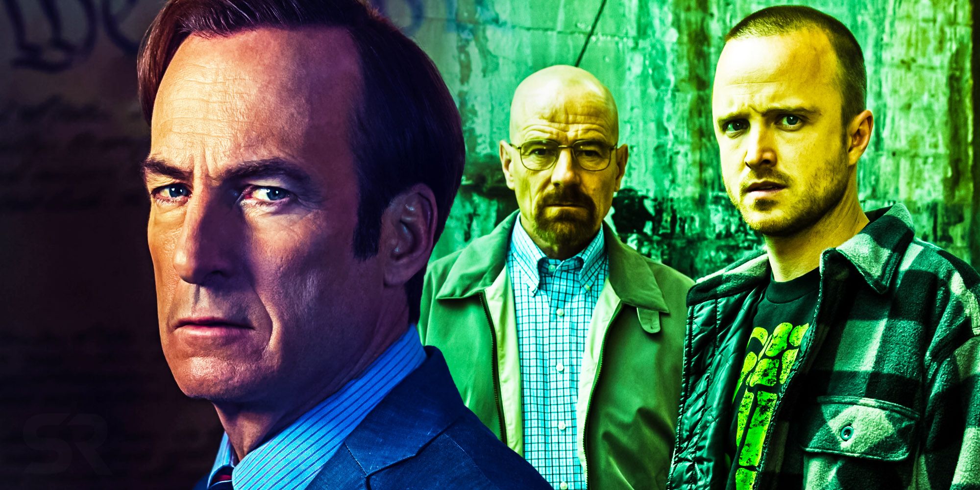 Composite image of Saul with Walt and Jesse