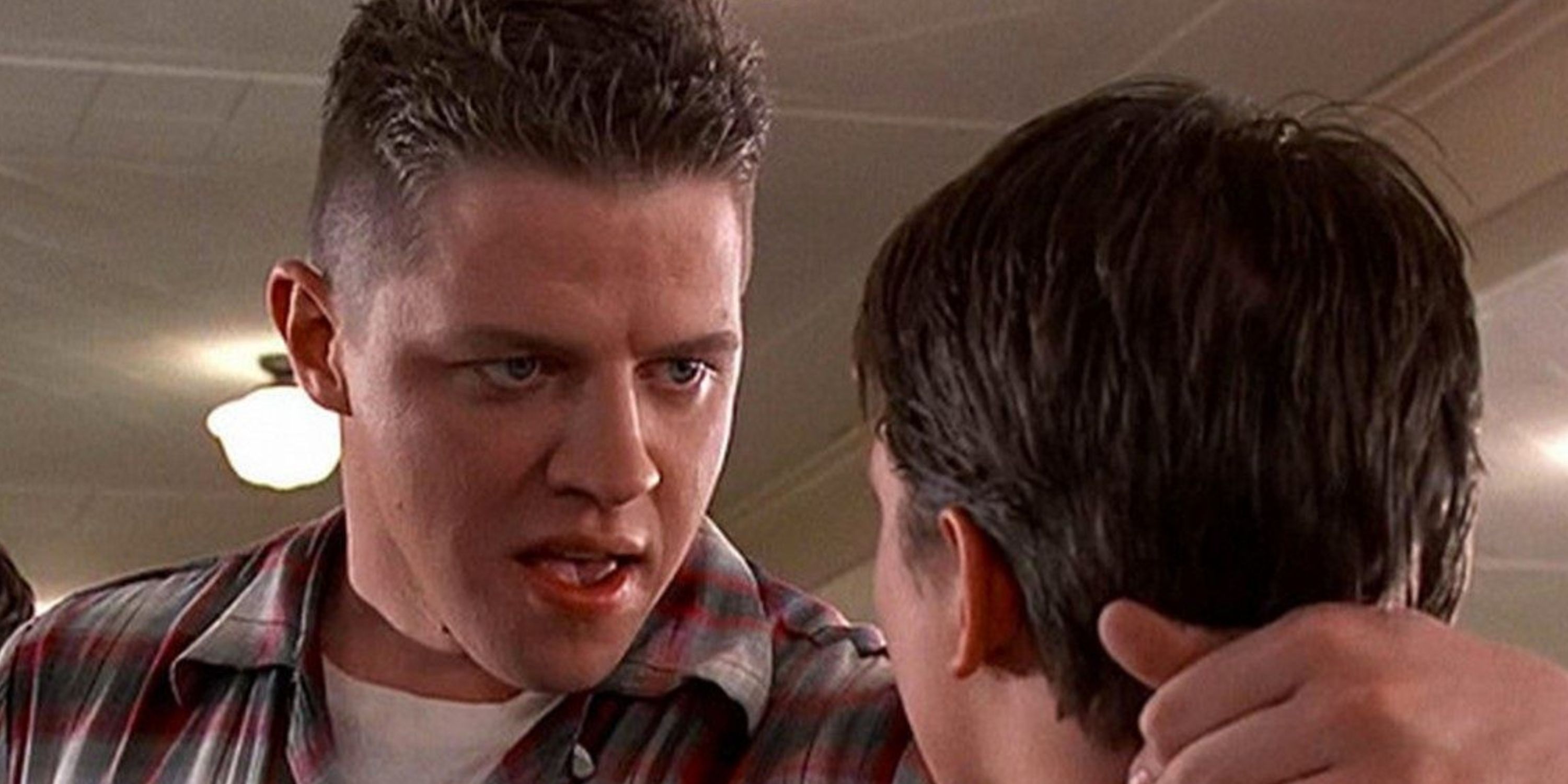 Biff and Michael J. Fox as Marty McFly in Back to the Future
