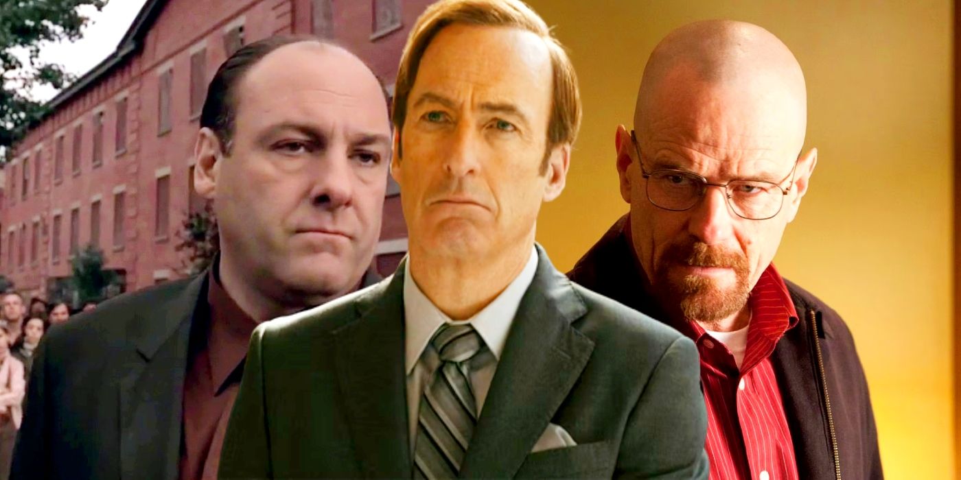 Custom image of James Gandolfini as Tony Soprano, Bob Odenkirk as Saul Goodman, and Bryan Cranston as Walter White.