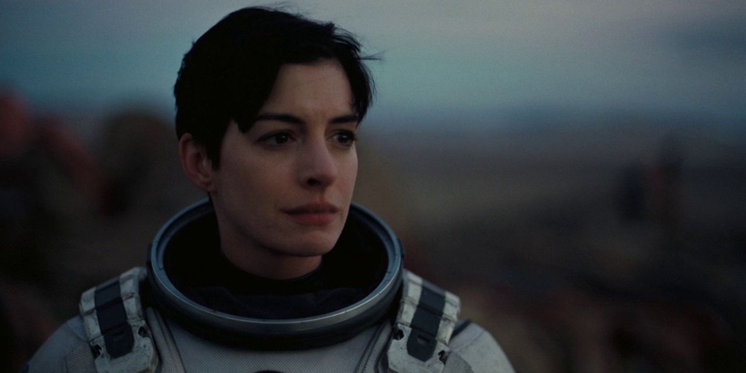 Anne Hathaway as Brand on an alien planet in Interstellar