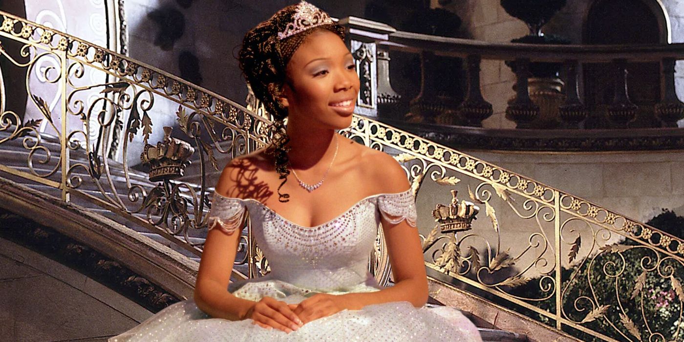 Brandy as Cinderella Superimposed Over Staircase