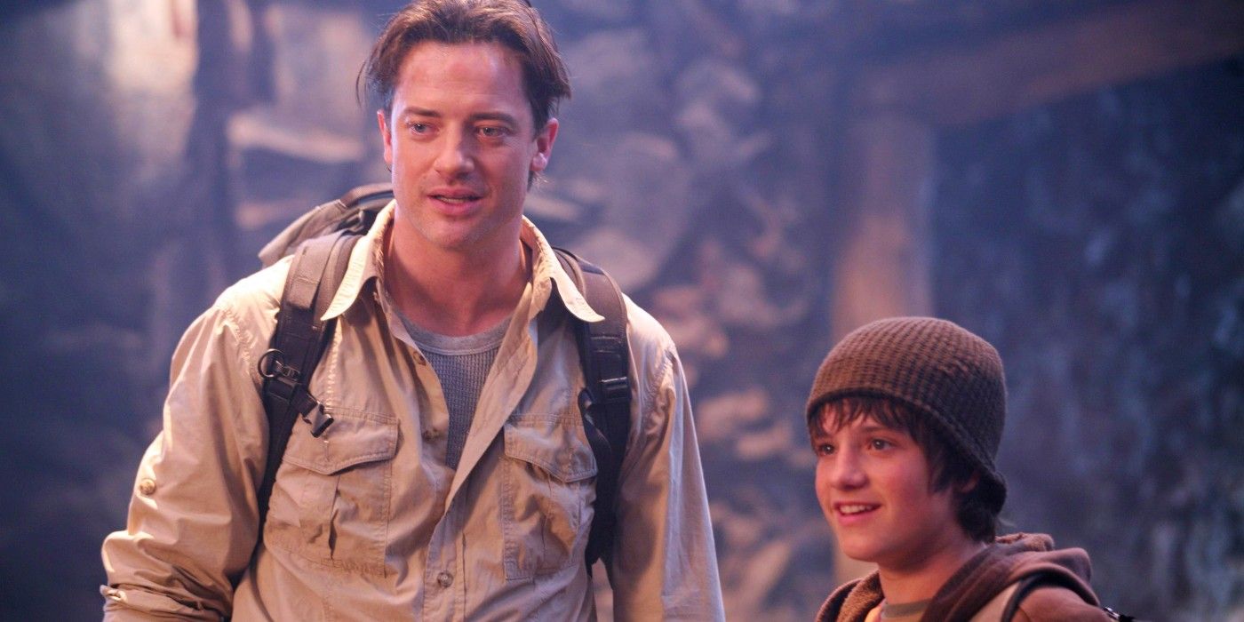 Brendan Fraser and Josh Hutcherson Smiling in Journey to the Center of the Earth