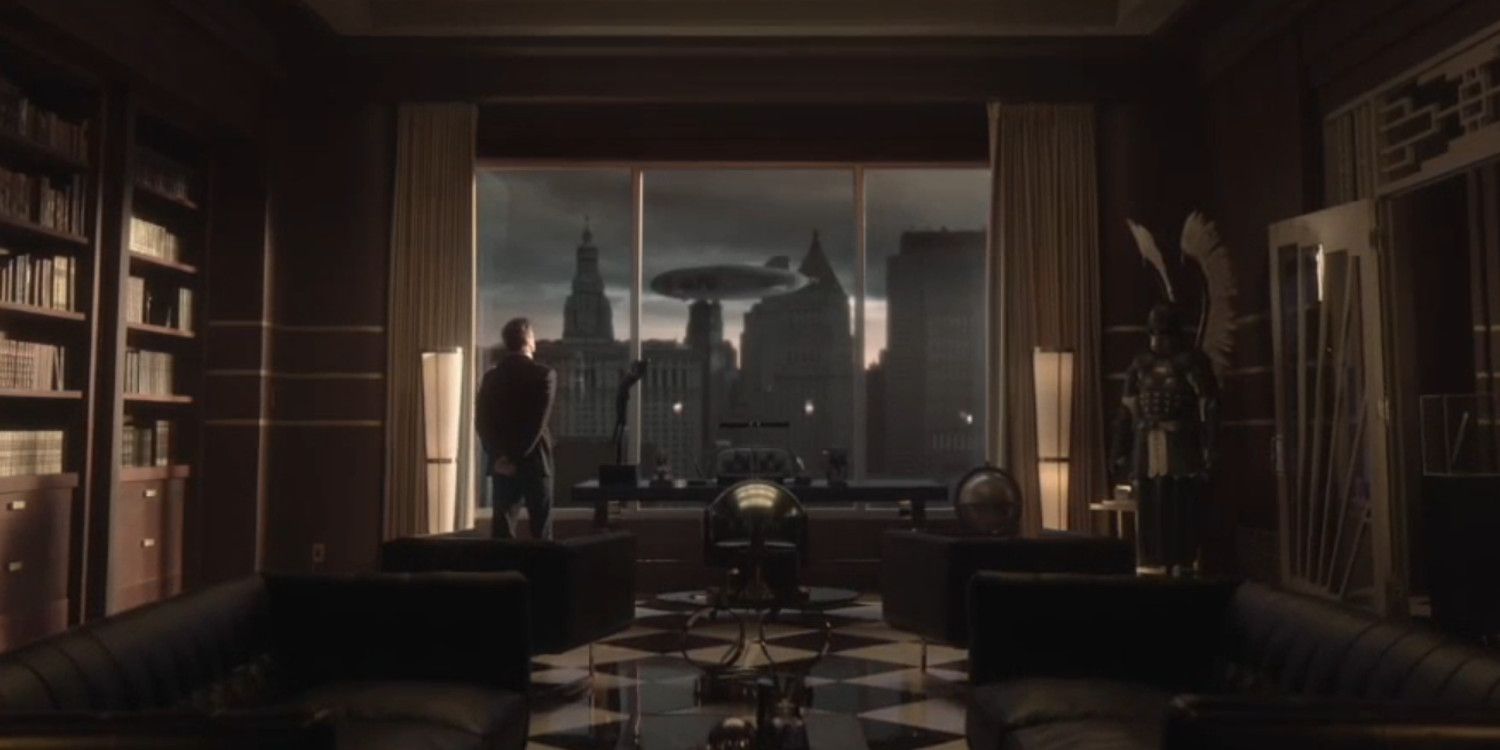 La oficina de Bruce Wayne en la Torre Wayne en el programa piloto Gotham Knights