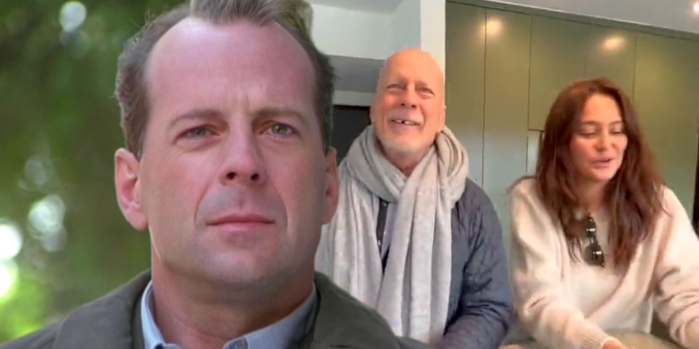 Custom image of Bruce Willis in The Sixth Sense and with his family at home.