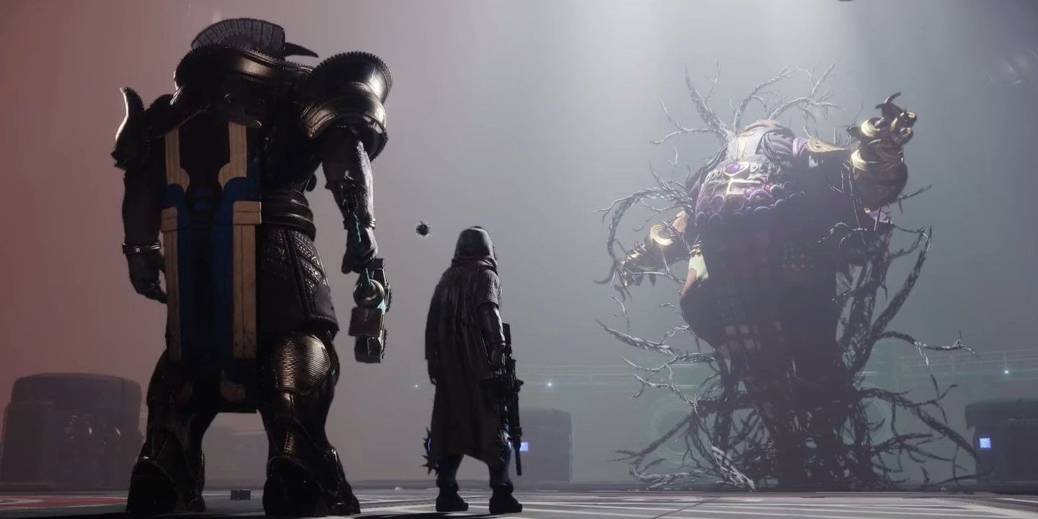 Caiatl and the Guardian standing infront of Calus's body