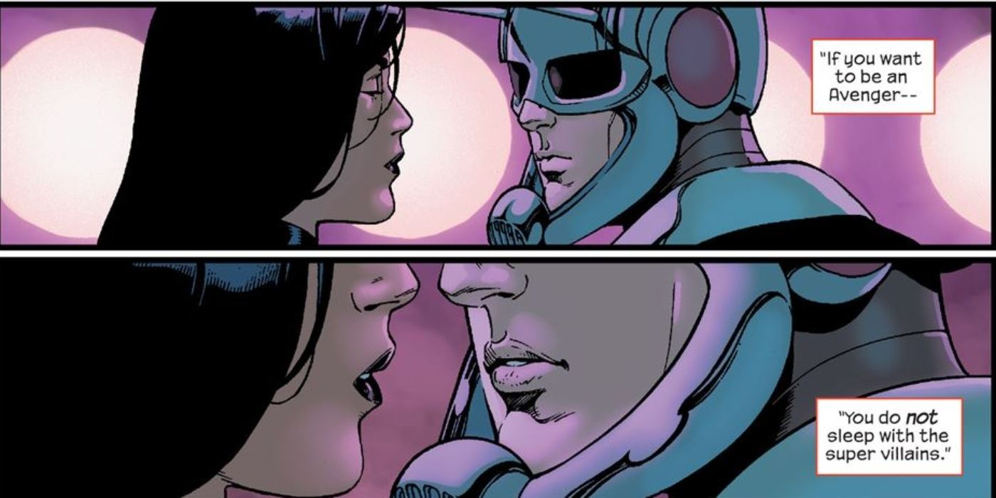 Scott Lang's Ant-Man about to kiss someone.