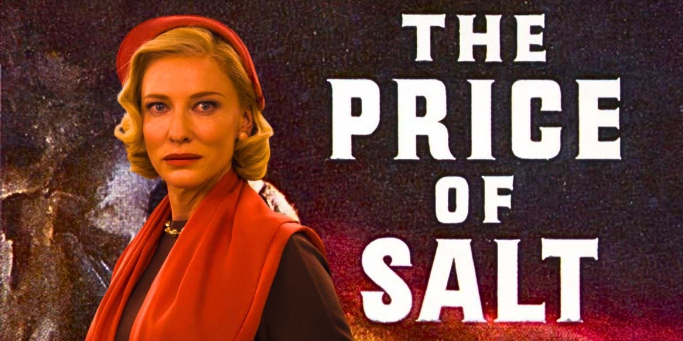 A collage of Cate Blanchett in Carol and the cover of The Price of Salt book
