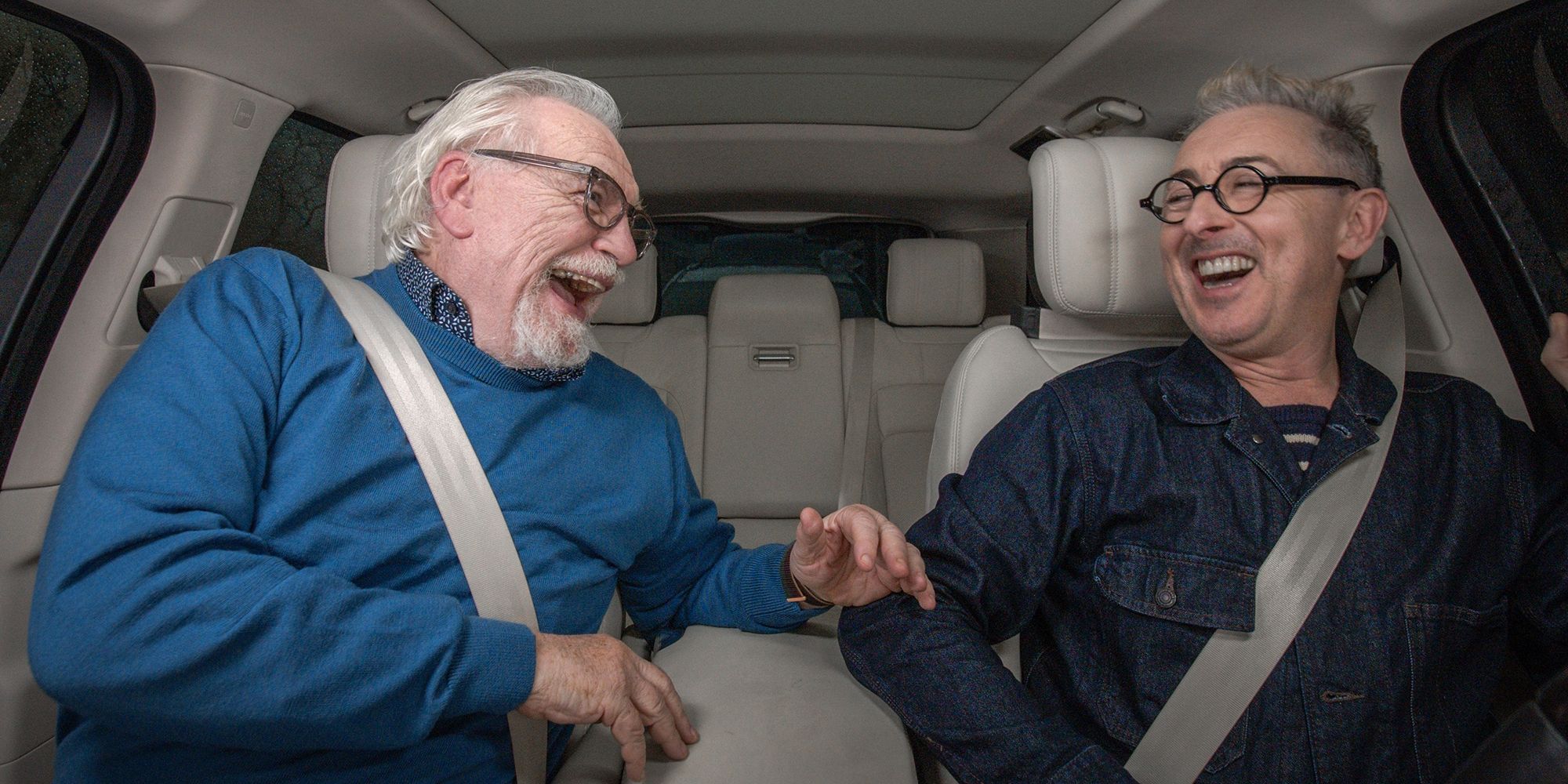 Carpool Karaoke Brian Cox & Alan Cumming laughing