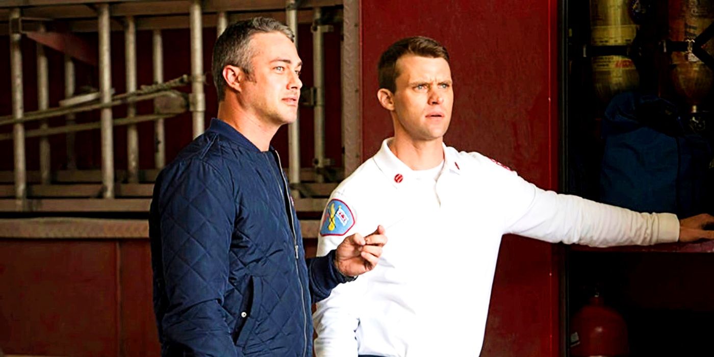 Casey and Severide looking out Firehouse 51 in Chicago Fire