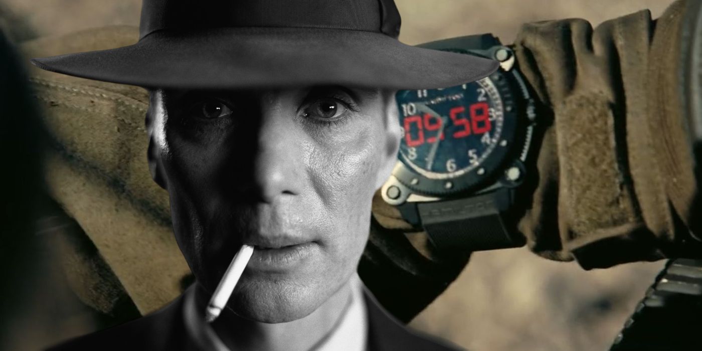 Cillian Murphy as Oppenheimer in Front of the Watch from Tenet