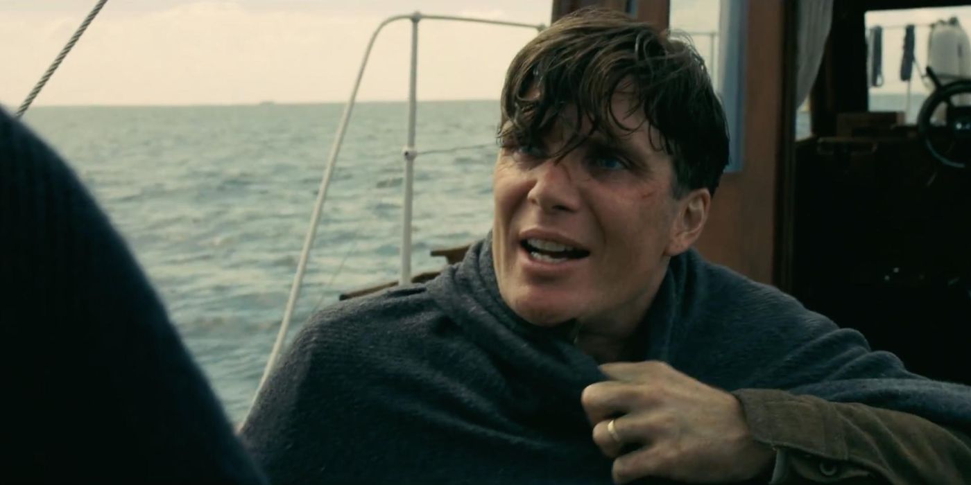 Cillian Murphy on a boat yelling in Dunkirk.