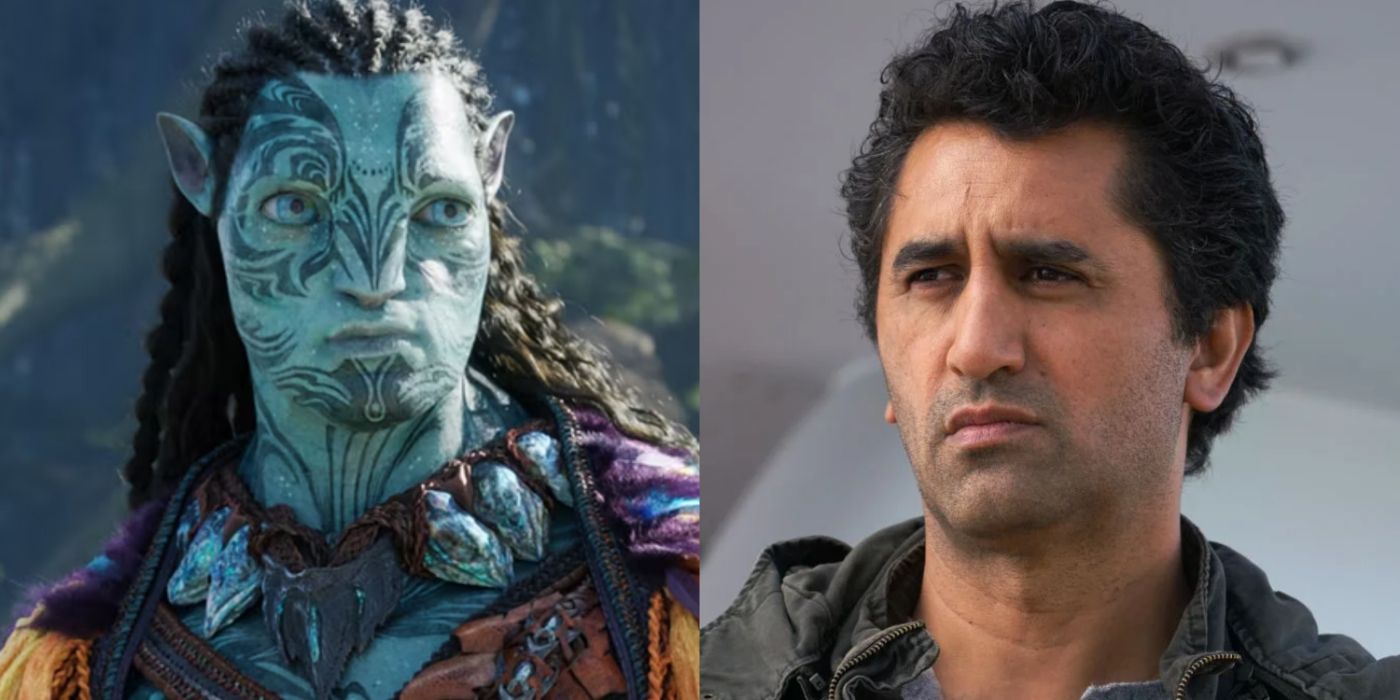 Split image of Tonowari in Avatar: The Way of Water and Cliff Curtis