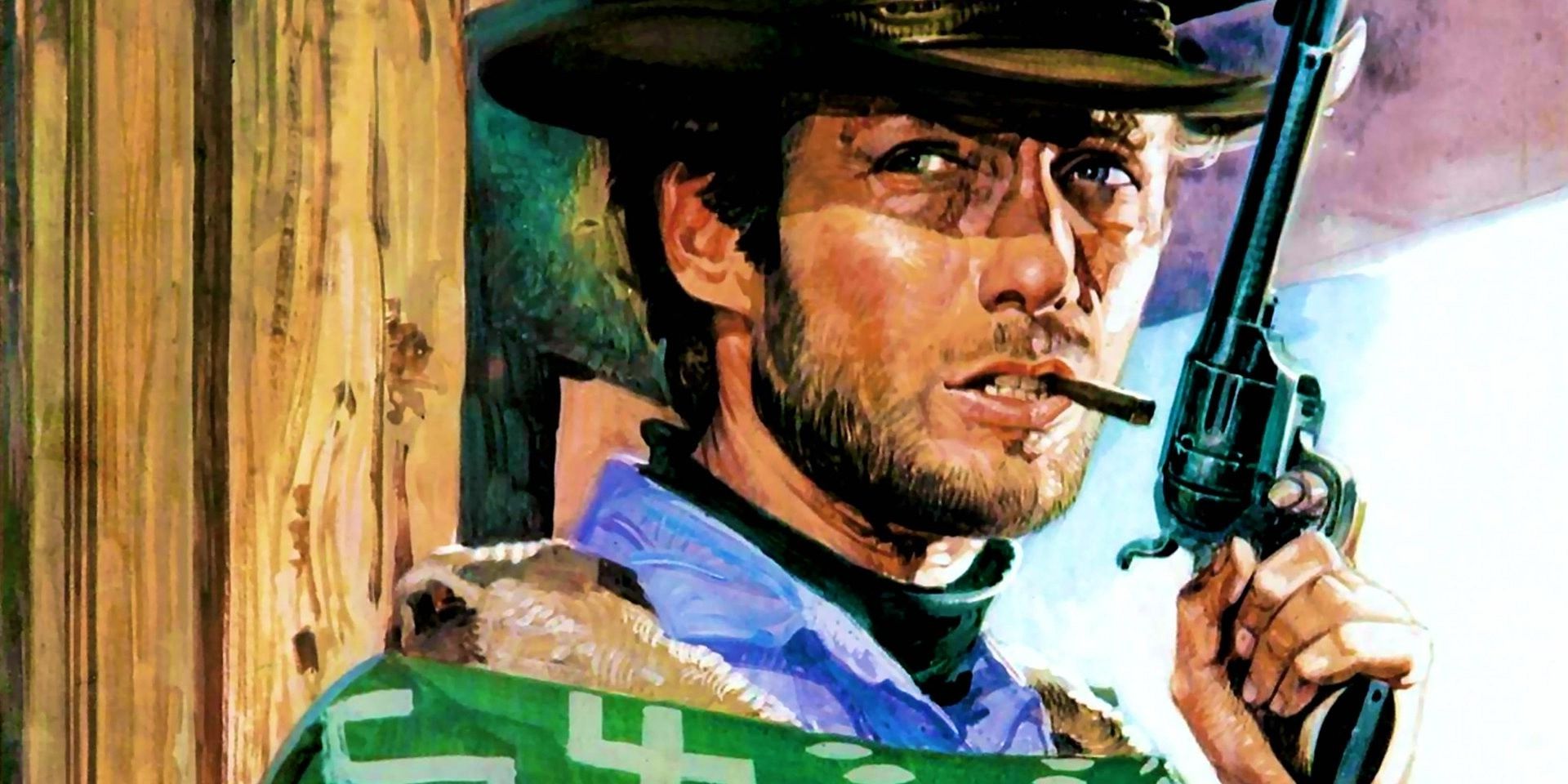 clint eastwood as the man with no name in a fistful of dollars poster