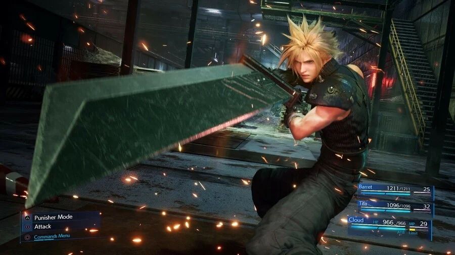 Cloud Using the Buster Sword in Final Fantasy 7 Remake