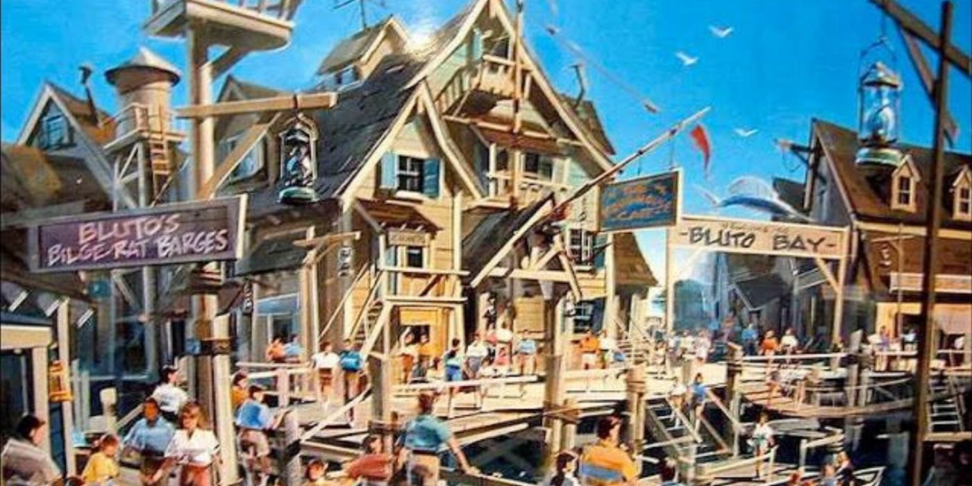 Concept art for a Popeye land at Islands of Adventure.