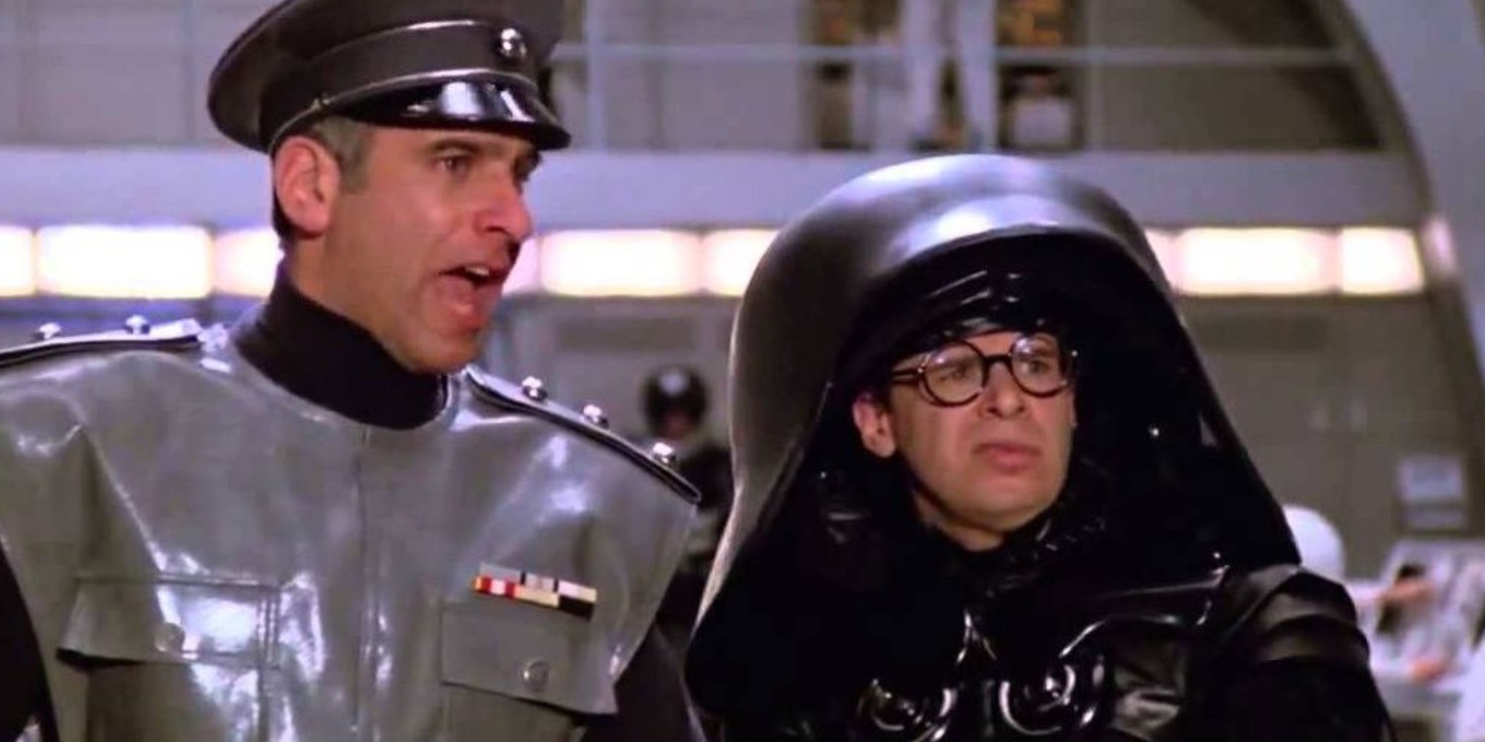 Colonel Sandurz and Dark Helmet talking on the bridge in Spaceballs