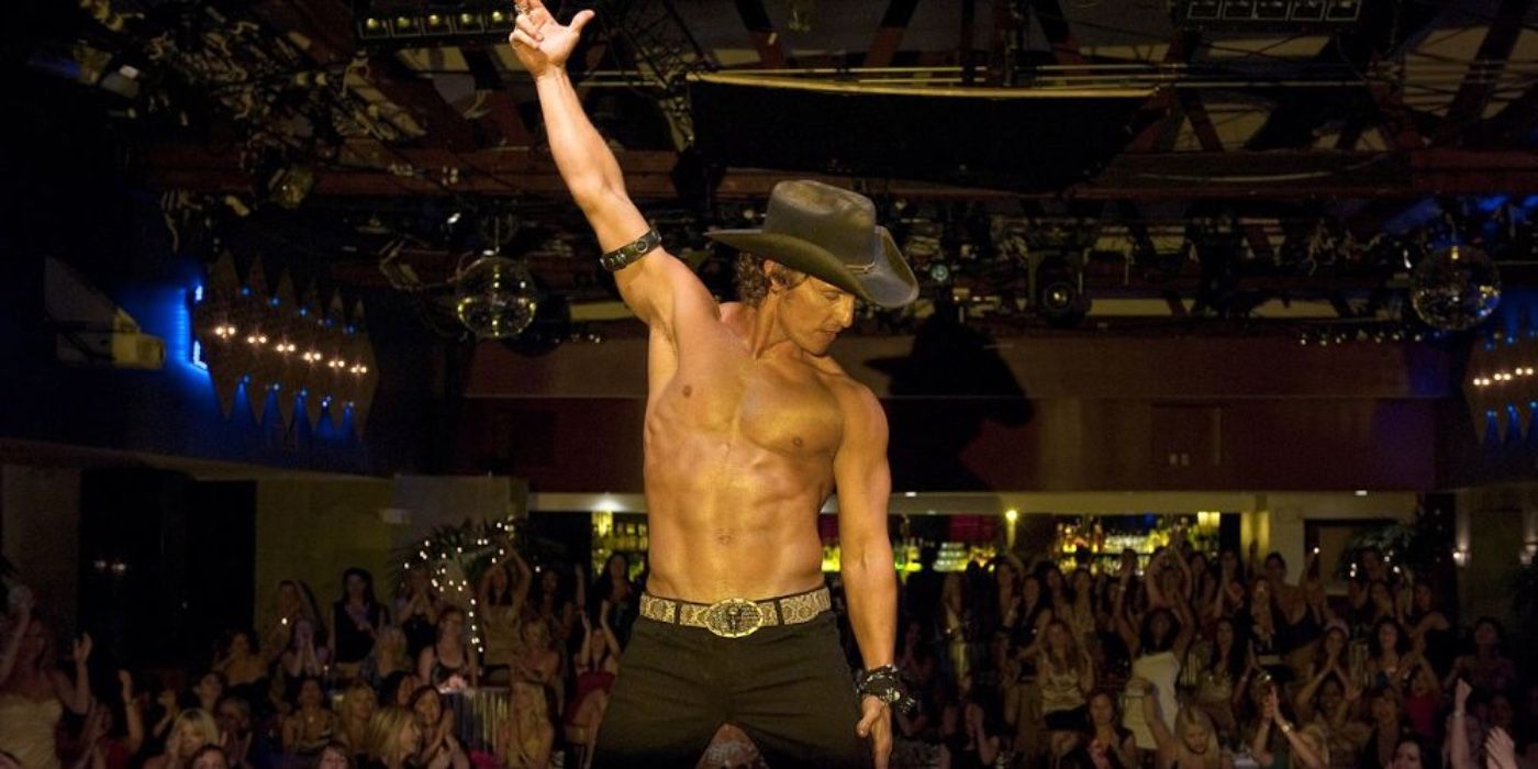 Dallas performing on stage in Magic Mike