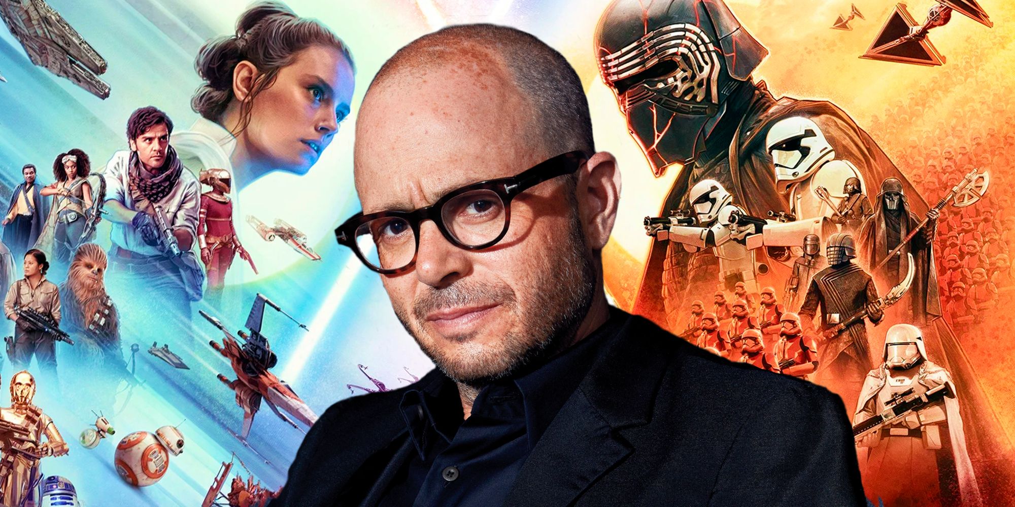 Damon Lindelof over a mural for the Star Wars sequels