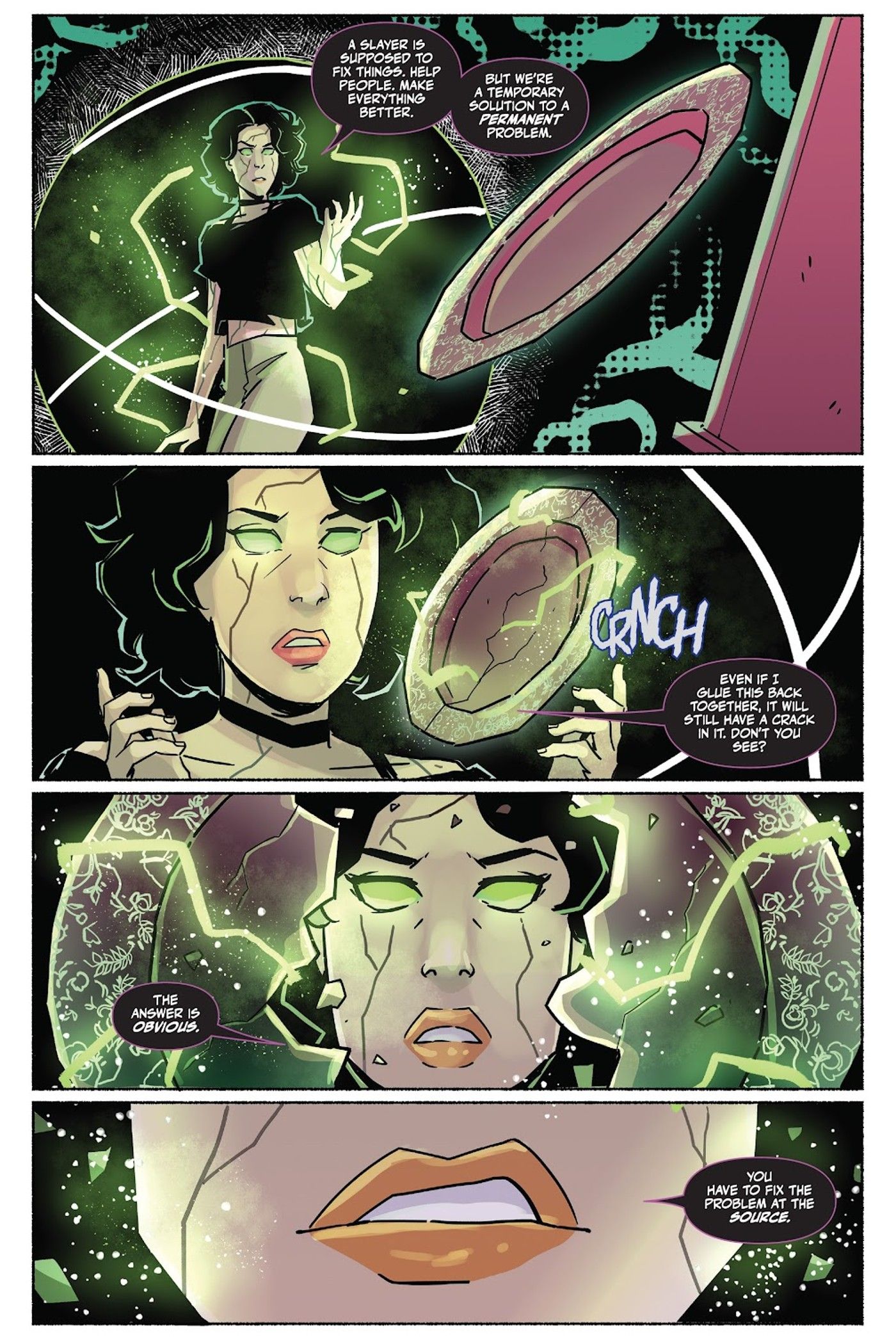 Dark Willow fala com Buffy e Faith em The Vampire Slayer #12