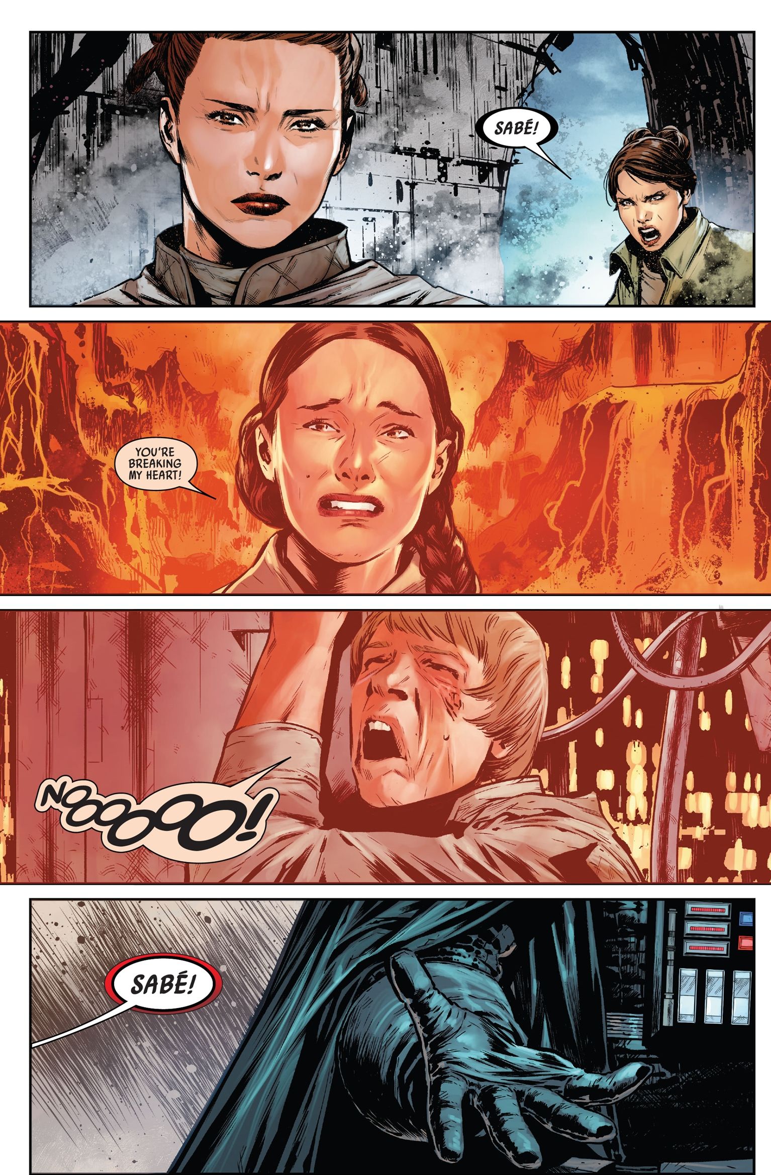 Darth Vader reimagines the past when Padme said she was breaking her heart and when Luke said no to him in The Empire Strikes Back in Star Wars Darth Vader 32