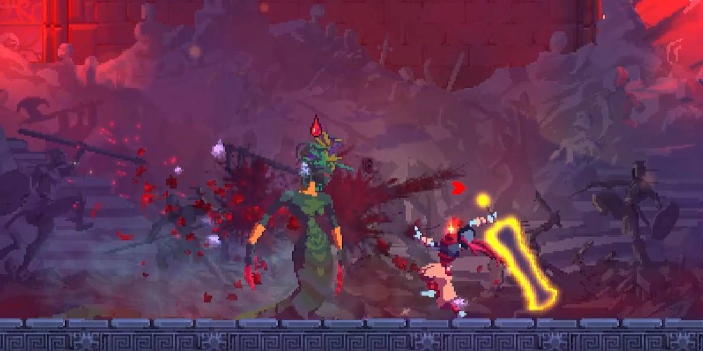 Dead Cells Return to Castlevania DLC Medusa Boss Fight to Get Petrified Key to Open Door to Master's Keep biome