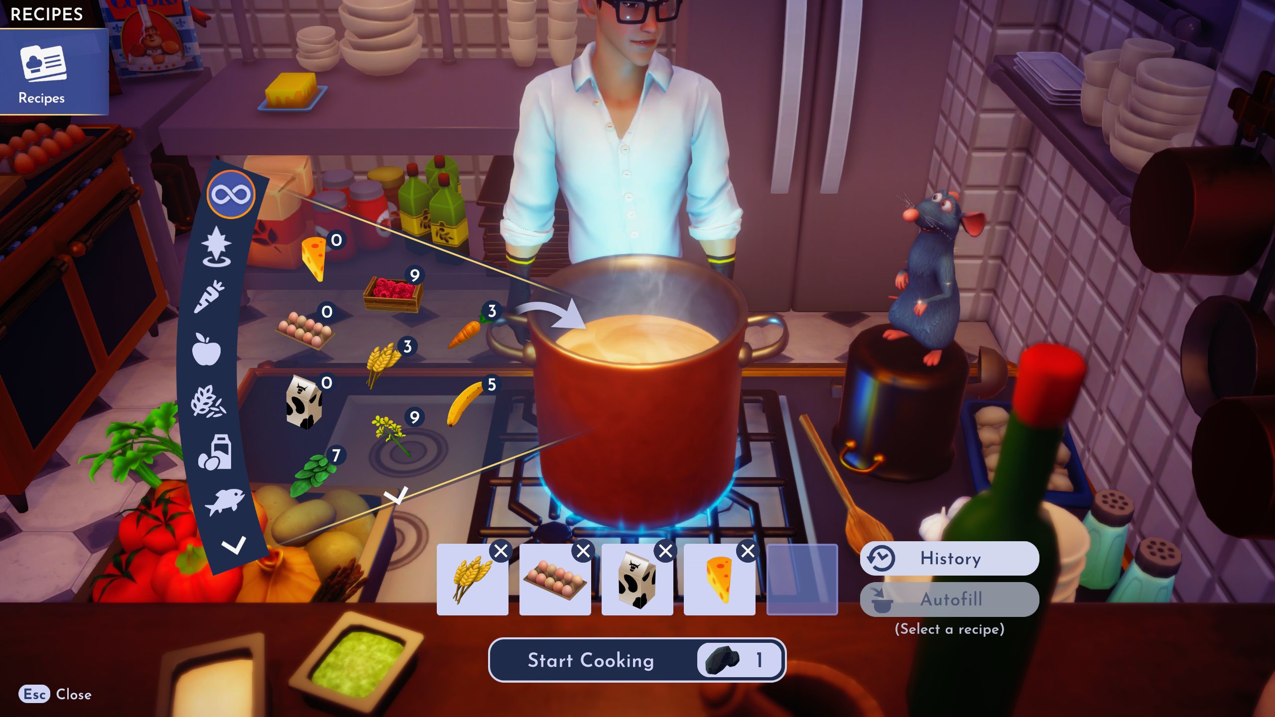 Disney Dreamlight Valley Player Cooking Buñuelos With Remy