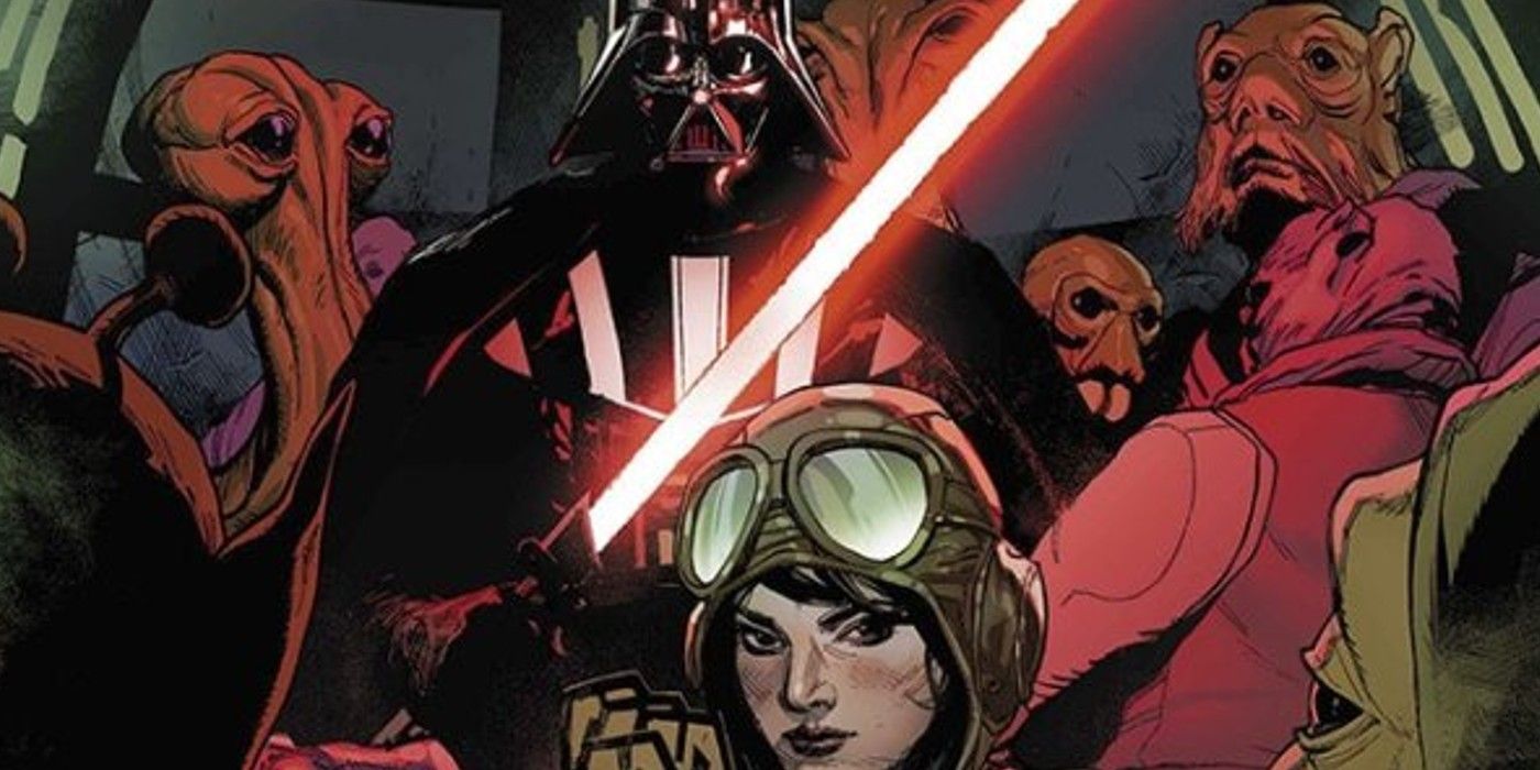 Doctor Aphra and Darth Vader in a Star Wars comic