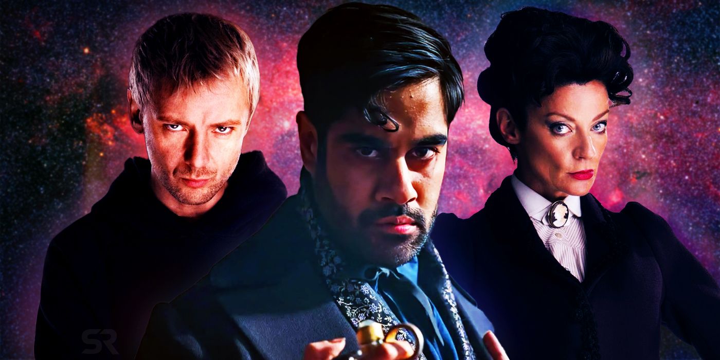 John Simm, Sacha Dhawan, and Michelle Gomez as the Master in Doctor Who