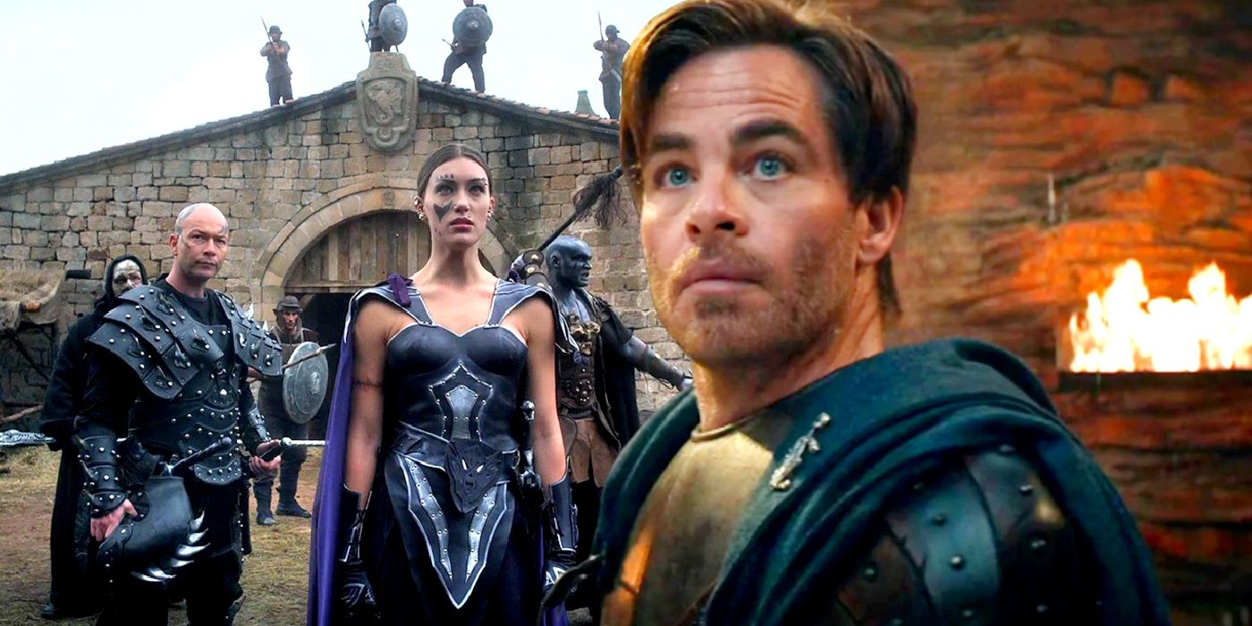 Custom image of Chris Pine in Honor Among Thieves and a scene from 2000s Dungeons & Dragons.