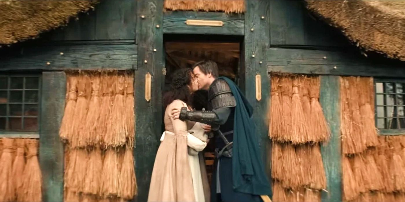 Edgin kissing his wife Zia in Dungeons &amp; Dragons Honor Among Thieves flashback