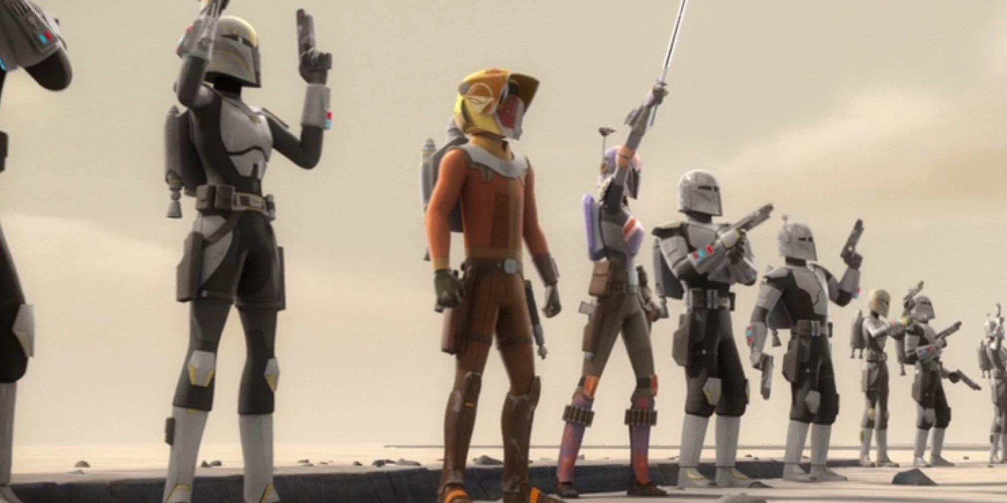 Ezra, Sabine and the Mandalorians prepare to attack - Star Wars Rebels season 4