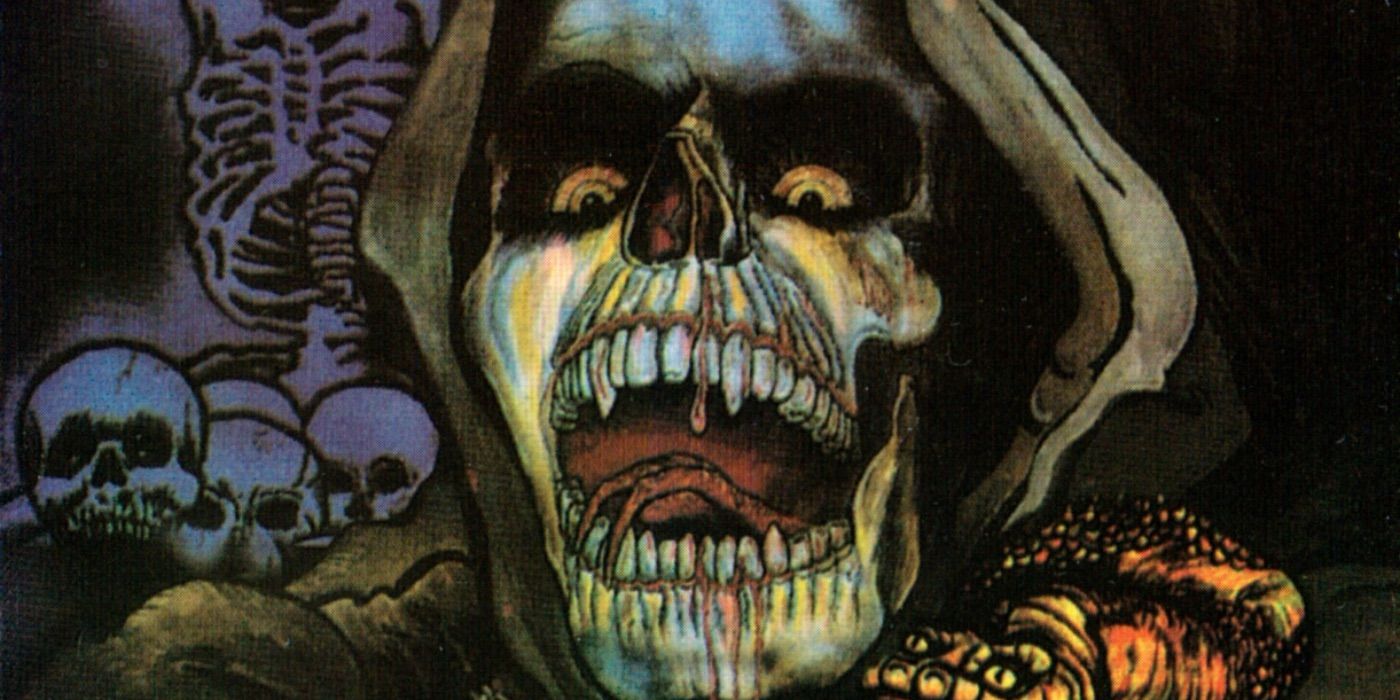 The cover art for Faces of Death VI depicting a screaming skull