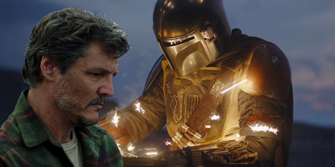 Collage Pedro Pascal as Joel and the Mandalorian