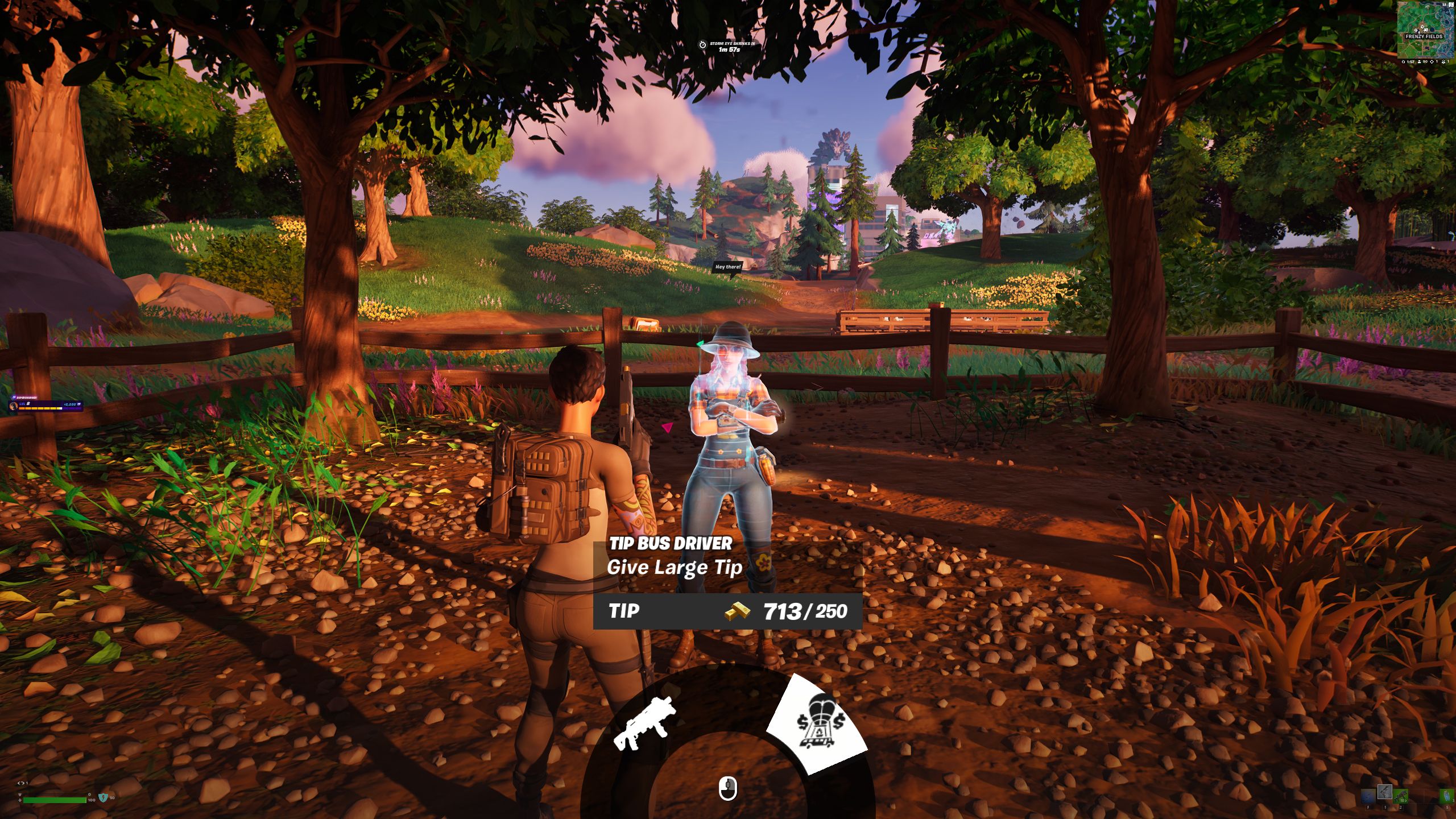 Fortnite Chapter 4 Season 2 Player Chatting With NPC 11 Sunflower In Frenzy Fields