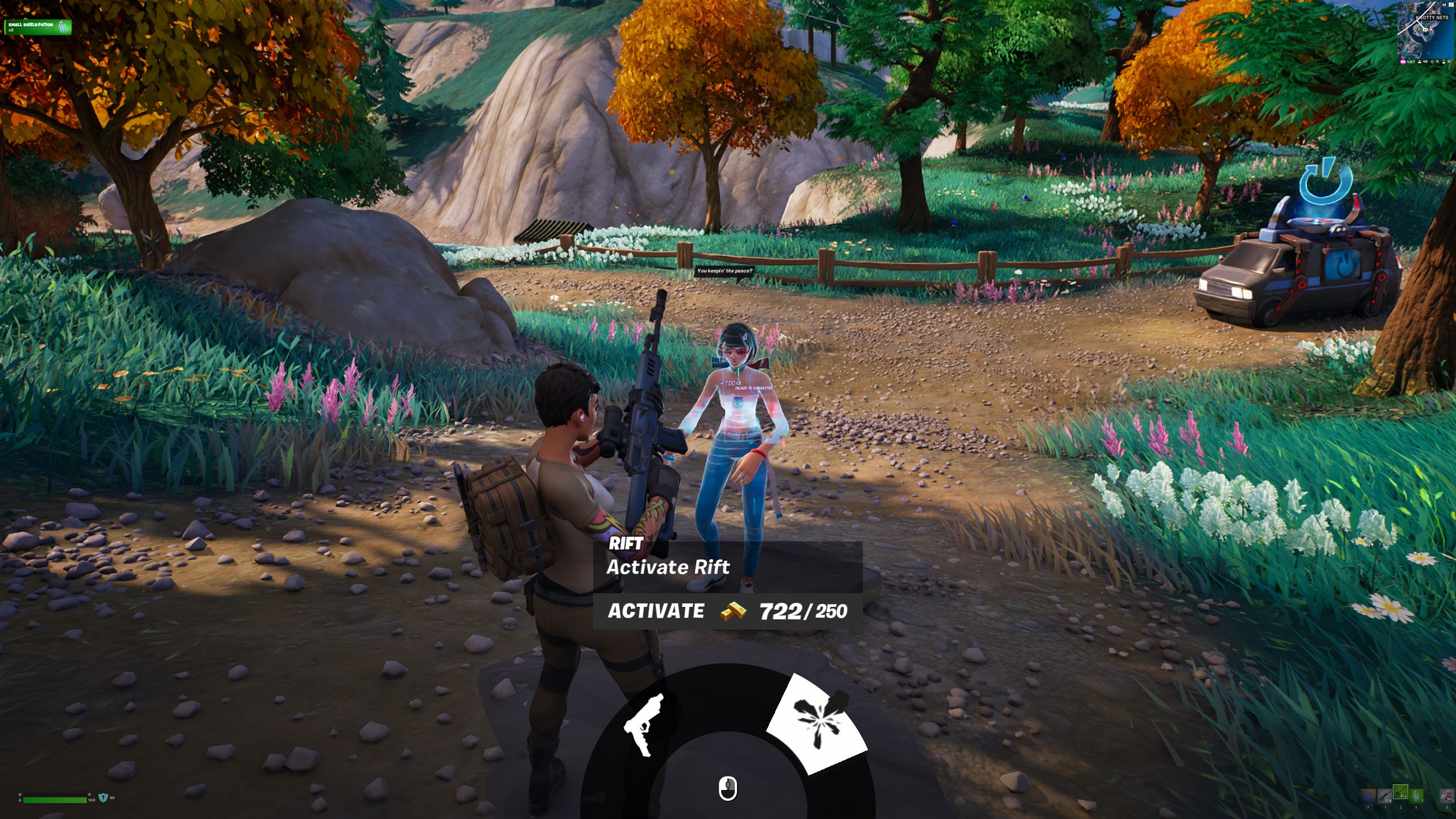 Fortnite Chapter 4 Season 2 Player Chatting With NPC 2 Evie At Knotty Nets