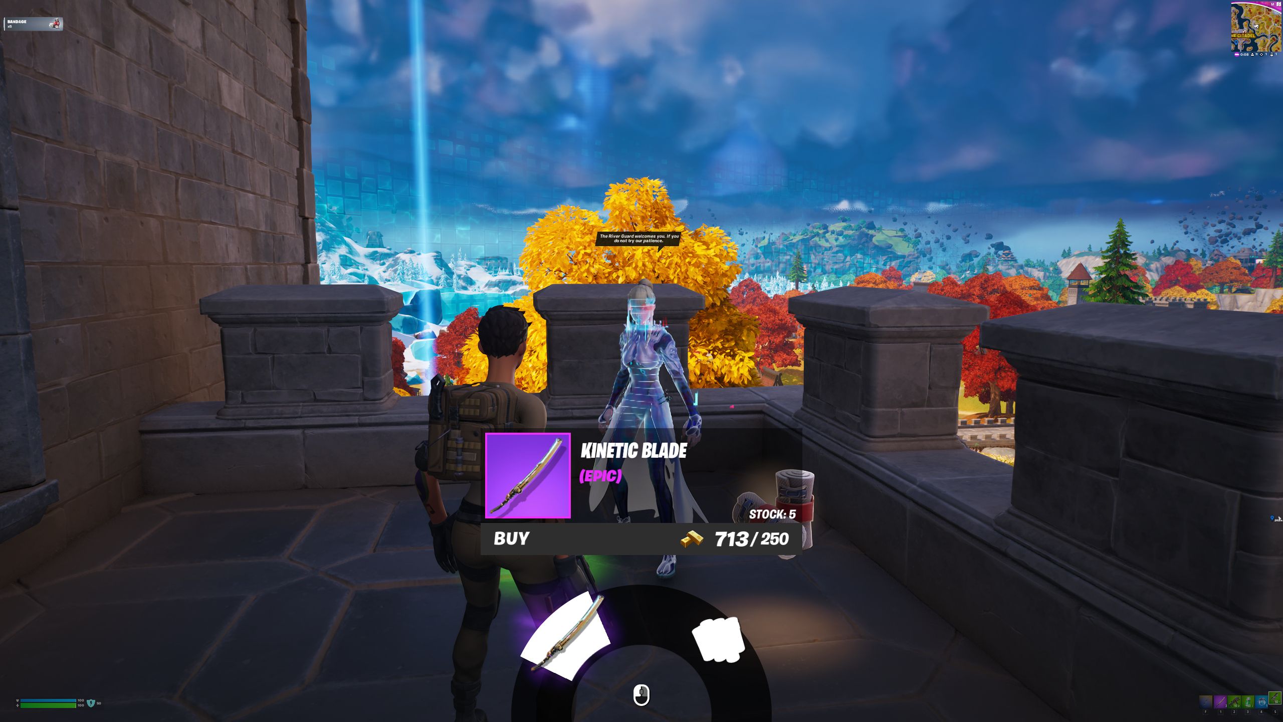 Fortnite Chapter 4 Season 2 Player discutant avec le PNJ 5 Mizuki à Eastern Watch