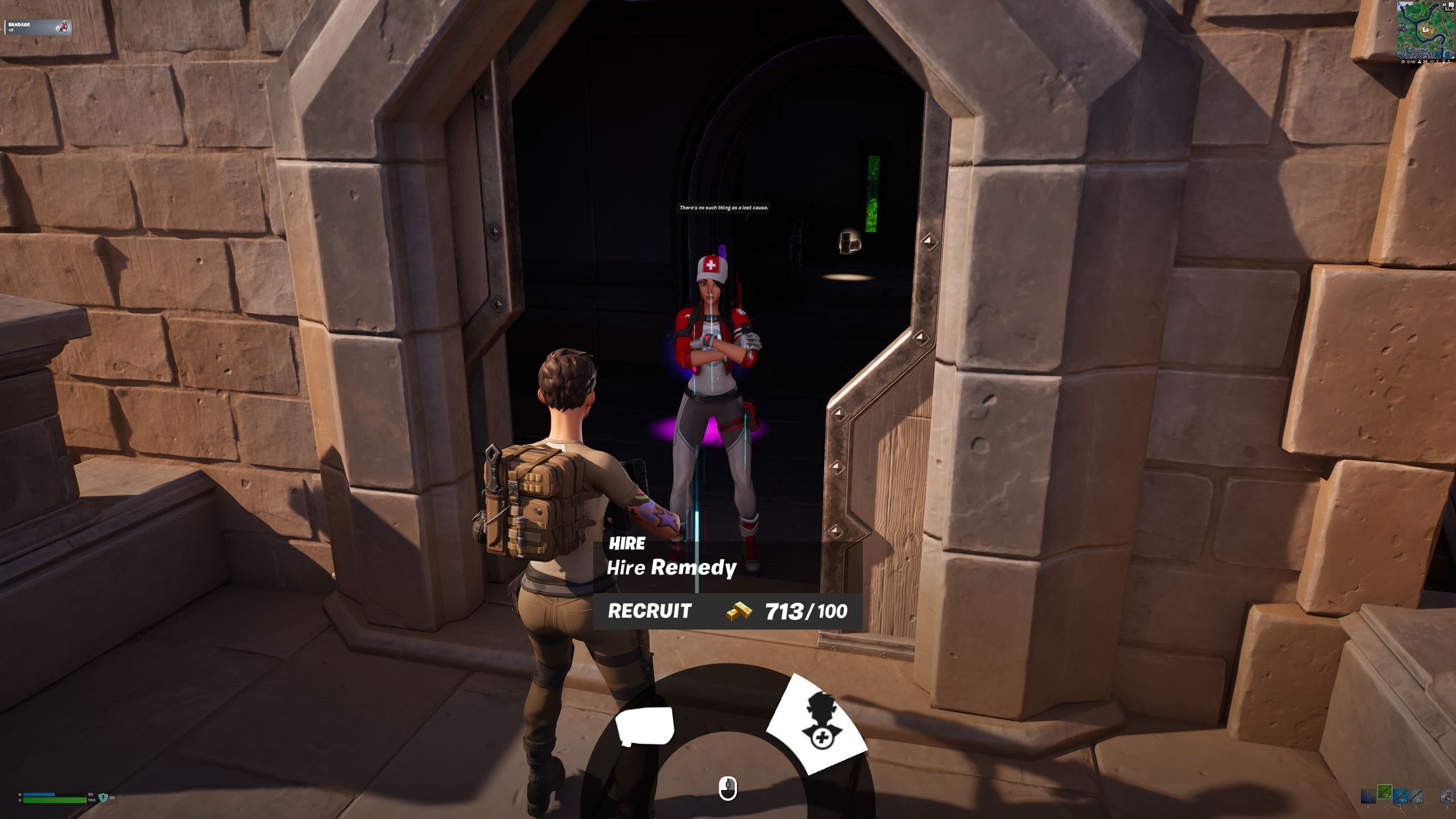 Fortnite Chapter 4 Season 2 Player Chatting With NPC 9 Remedy At Secluded Spire