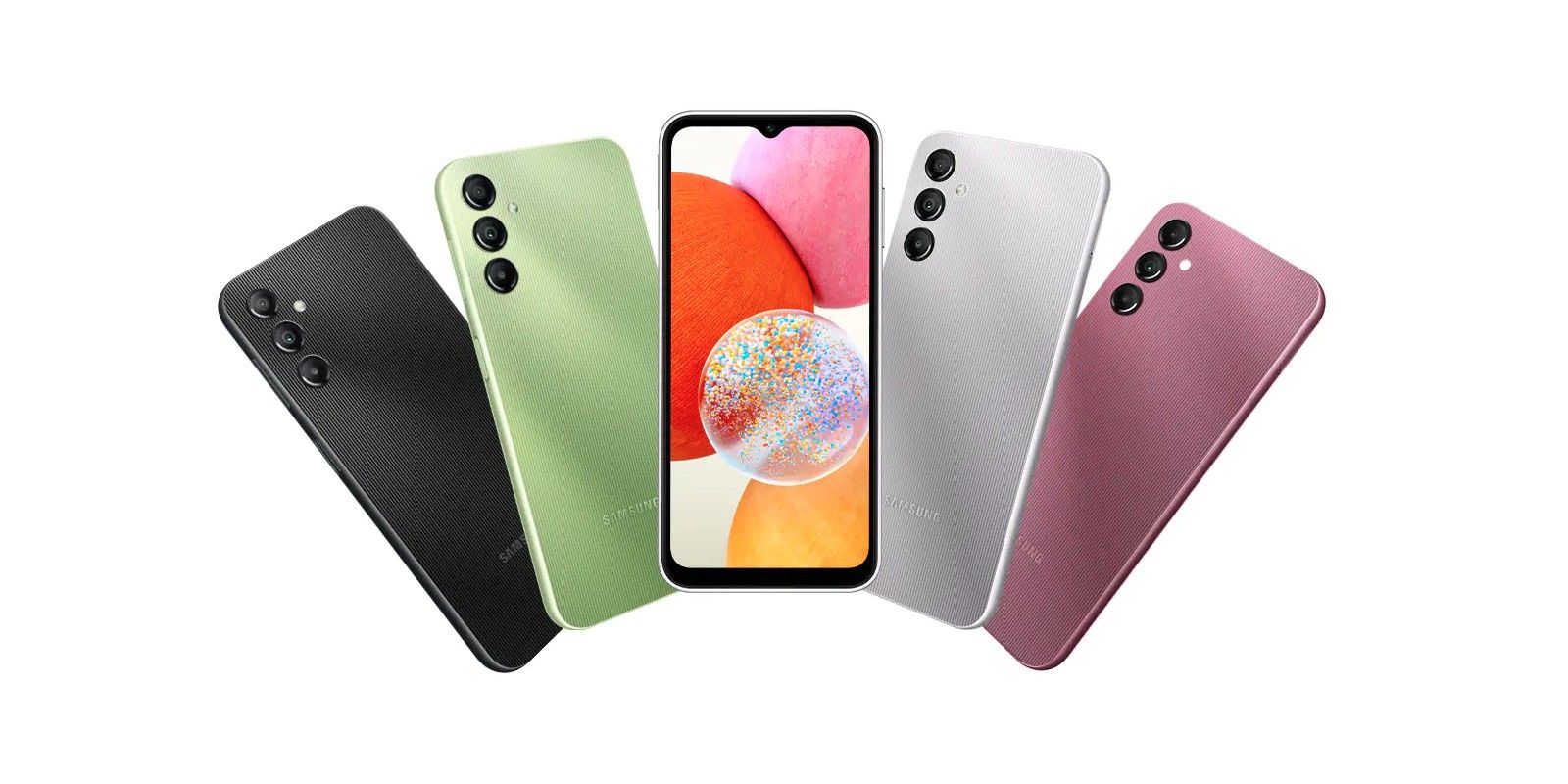 A photo showing the different color options of the Galaxy A14 4G 