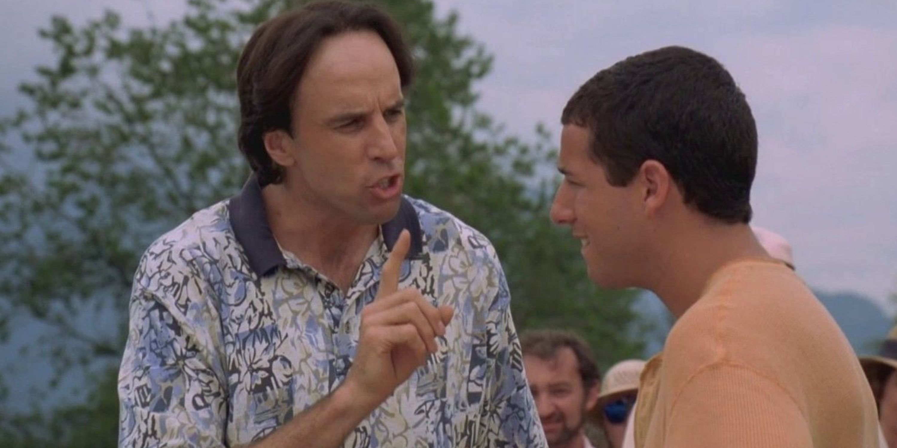 Gary Potter talking to Happy on the course in Happy Gilmore with his finger up