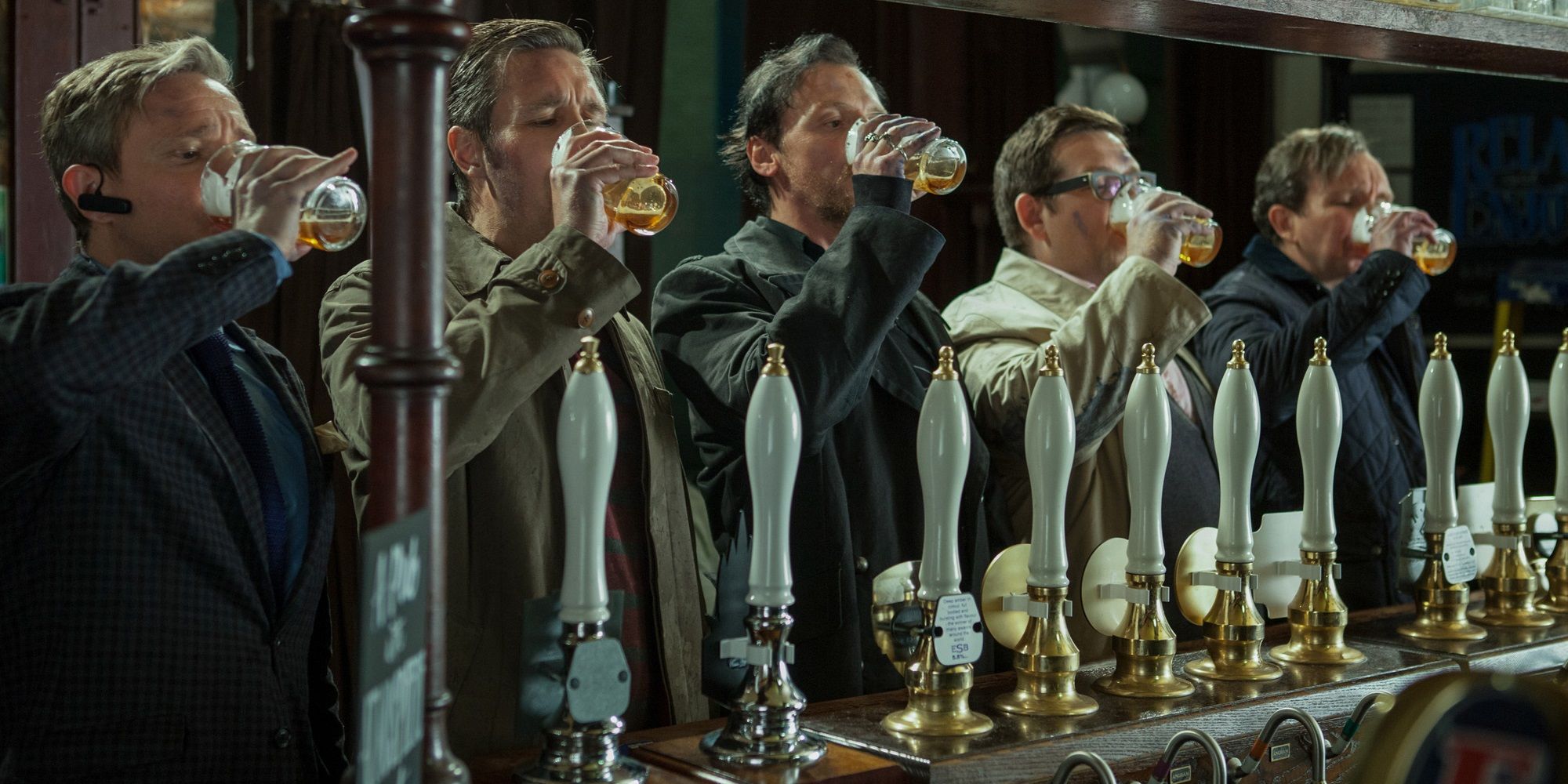 Gary and his friends drinking in The World's End
