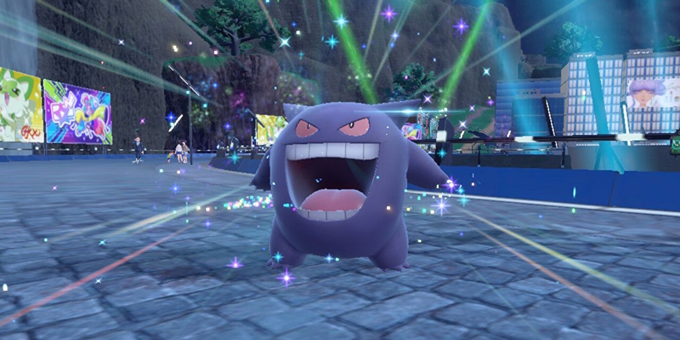Gengar with its mouth wide open Pokemon Scarlet and Violet.