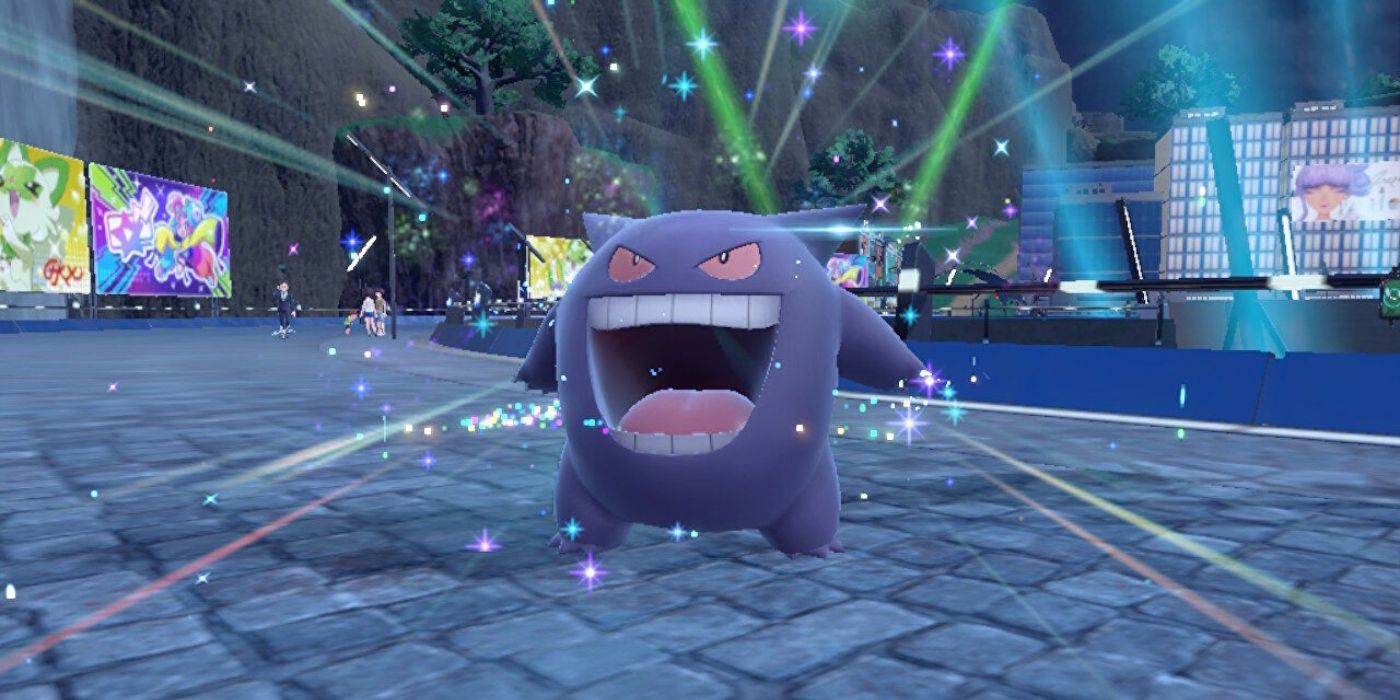 Gengar con la boca bien abierta Pokémon Escarlata y Violeta.