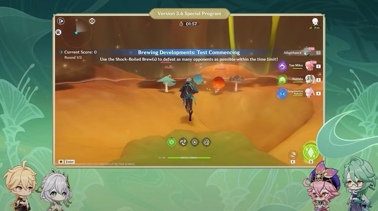 A screenshot of the Genshin Impact 3.6 livestream, featuring the 