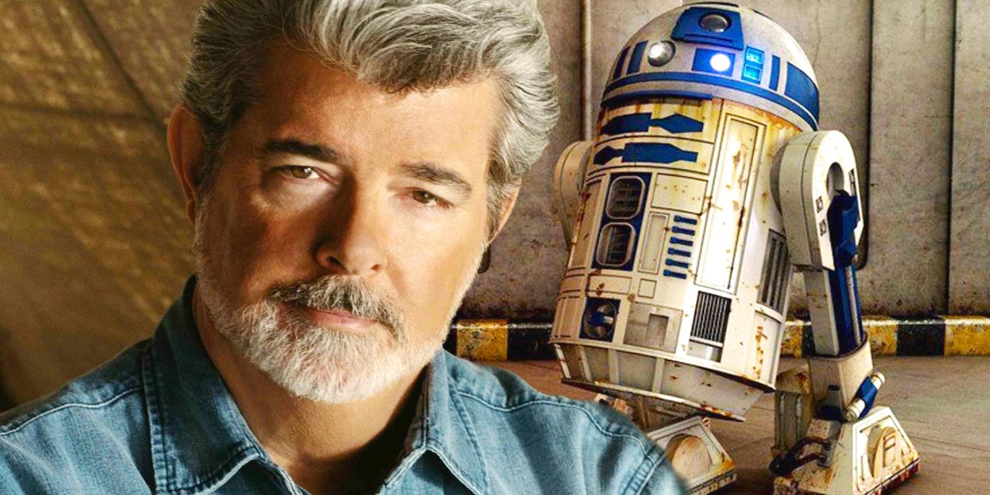 George Lucas and R2-D2 in Star Wars