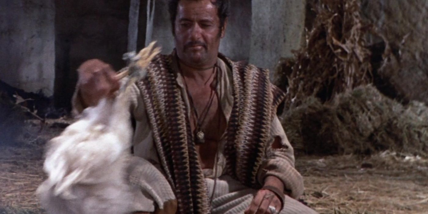 Tuco (Eli Wallach) cleans a chicken in The Good, the Bad and the Ugly