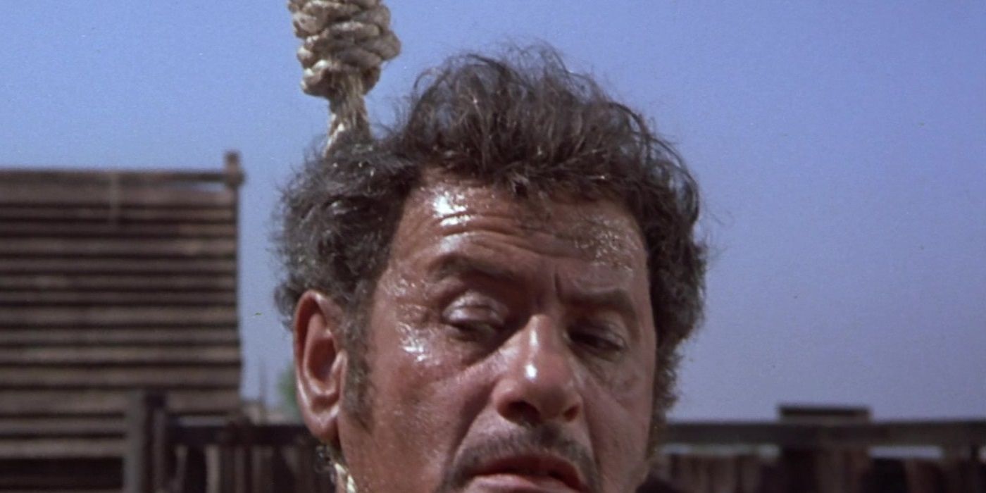 Tuco (Eli Wallach) pendurado em um laço em O Bom, o Mau e o Feio